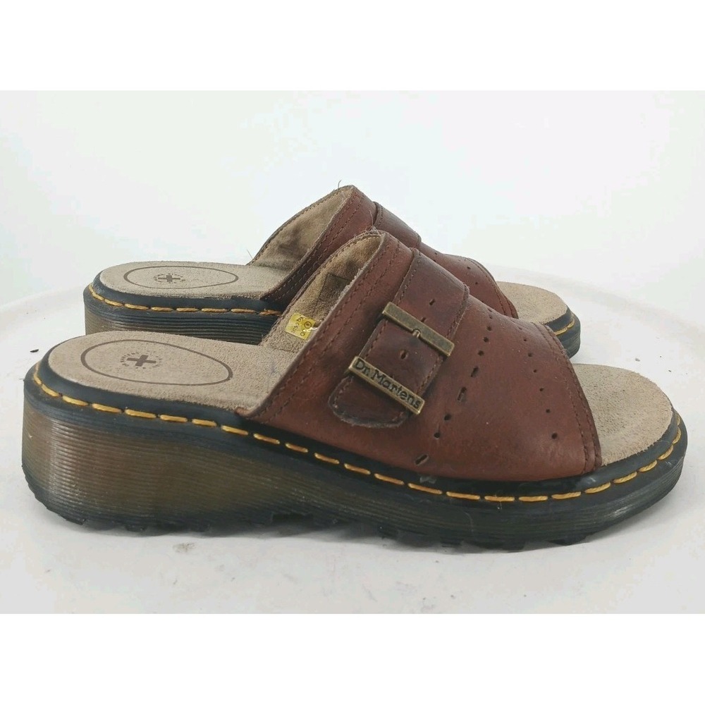 Dr Doc Martens Size US 8 Women's Brown Leather Chunky Sandals Slides C116